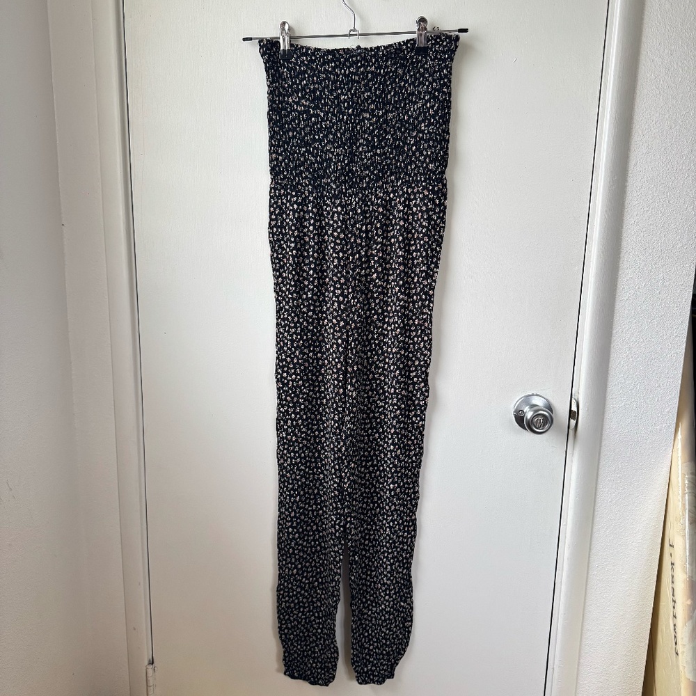 Black & floral strapless jumpsuit, Papermoon, size small/medium